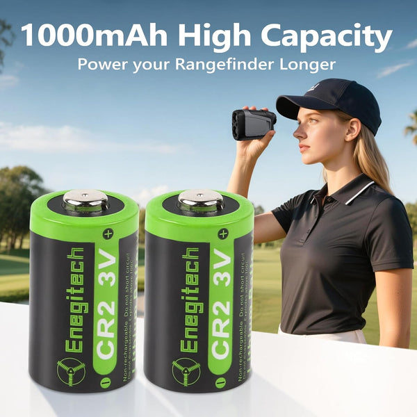 Enegitech CR2 Battery, CR15H270 3V Lithium Battery 1000mAh for Golf Rangefinder, Nest Temperature Sensor, Instax SQ1/SQ40 Camera Non-Rechargeable