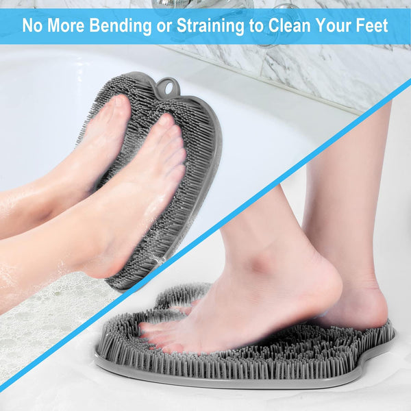 BESKAR XL Larger Shower Foot Scrubber Mat with Non-Slip Suction Cups | Cleans, Smooths, Exfoliates, Massages Your Feet Without Bending, Improve