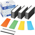 50 Pack "C" Channel Magnetic Label Holders 1X3 with 100 White Card Inserts, 50 Clear Plastic Protectors and Bonus 20 Colorful Cardstock Inserts in