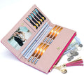 Valentoria Womens Wallet Cute Elegant Long Slim Card Holder Case Minimalist Coin Purse Thin Tassels Zip Clutch Wallets for Girls Ladies L Barbie Pink