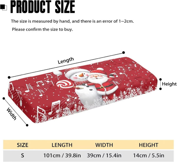 Cute Snowman Santa Piano Keyboard Dust Cover Piano Music Keyboard Dirt Proof Cover Durable Electronic Keyboard Cover Anti-Scratch Piano