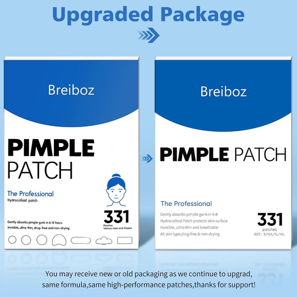 Pimple Patches for Face & Body,331 Patches Variety Pack w/ Large Sizes,Invisible Hydrocolloid Acne Patch with Tea Tree Oil & Salicylic