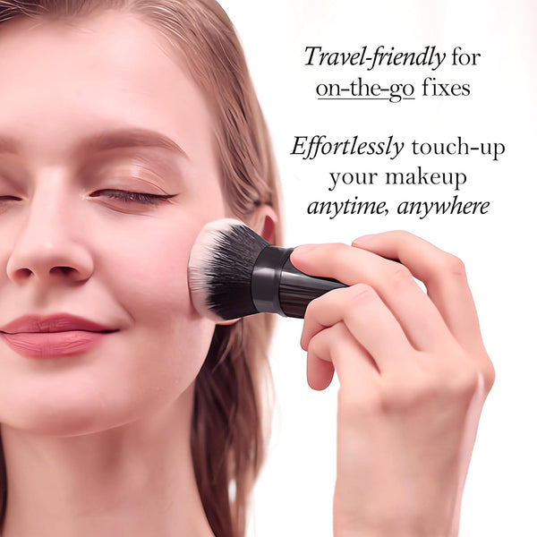 LORYP Retractable Kabuki Foundation Brush 2 Pack Travel Makeup Brush Set Light Black