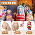 Charniol 15 Pieces Unpainted Blank Russian Nesting Dolls Plain Unfinished Wooden Nesting Dolls Handmade DIY Traditional Matryoshka for Kids Teens