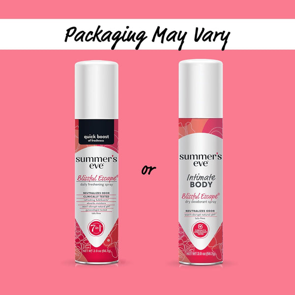 Summer's Eve Daily Refreshing Feminine Spray, Blissful Escape, Daily Body Spray for Women, Feminine Care that Neutralizes & Reduces Body Odor,