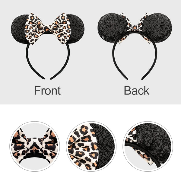 FANYITY Mouse Ears, Sequin Leopard Mouse Ears Headband for Boys Girls Women(baowen)