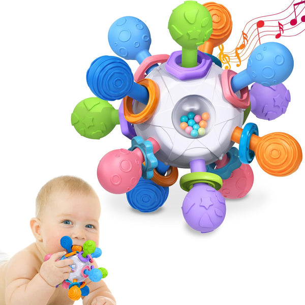 Baby Teething Toys for 0-6 6-12 Months Ages 0-2, Tummy Time Montessori Toys for Babies 0 3 6 9 12 18 Months, Newborn Infant Sensory Toys, Baby