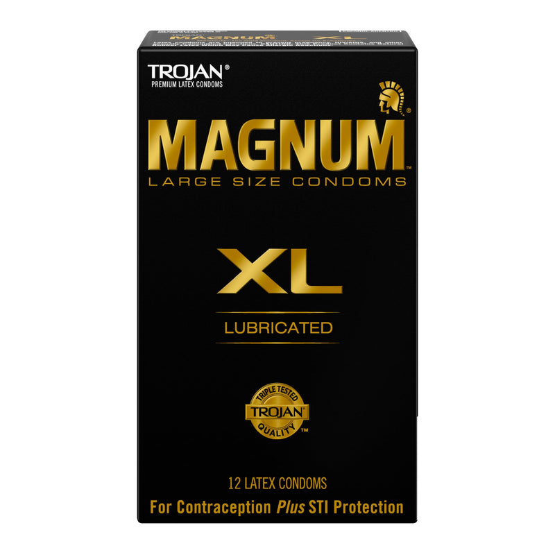TROJAN Lubricated Magnum Condoms XL Large Size - 12 Count XL (Pack of 12)