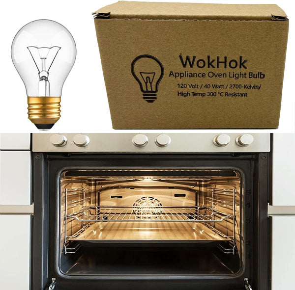 WokHok Appliance Oven Light Bulb, High Temp 300 °C Resistant,（2 Pack） A15/E26/120V/40 Watt Appliance Replacement Bulb for Refrigerator Over Stove