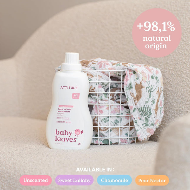 ATTITUDE Baby Fabric Softener, Plant and Mineral-Based Ingredients, HE Compatible, Vegan and Cruelty-free Laundry and Ho