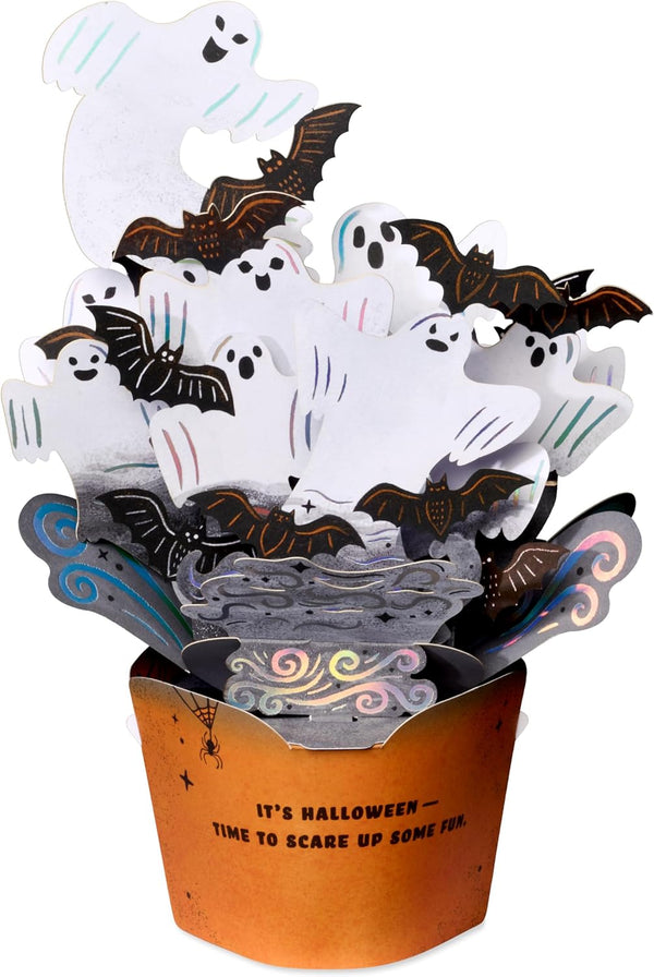 American Greetings Pop Up Halloween Card for Kids or Adults, Displayable 3D Haunted House Halloween Pop Up Card for Boo Baskets (Spooky Season)