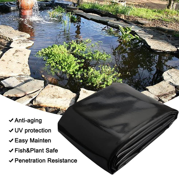 Inslat 20 Mil Pond Liner, 7x10 Ft Pond HDPE Skins Small Fish Pond Liners Rubber Pond Tarp Easy Cutting Underlayment for Fountains, Waterfall &