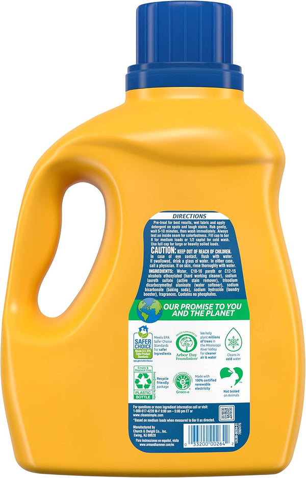 ARM & HAMMER Clean & Simple Liquid Laundry Detergent | Crisp Clean Scent, 77 Loads, 100.5 Fl oz Crisp Clean 100.5 Fl Oz (Pack of 1)
