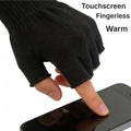 monochef Fingerless Gloves Half Finger Winter Warm Knit Thermal Working Running Biking Driving Typing Men Women Black Black 2 Pairs