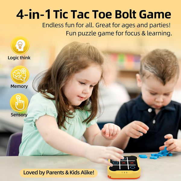 4-in-1 Tic Tac Toe Toys for Kid: Age 6-12 Kids Portable Sensory Puzzle Game | Electronic Toy for 6-12 Years Boys Girls - Development
