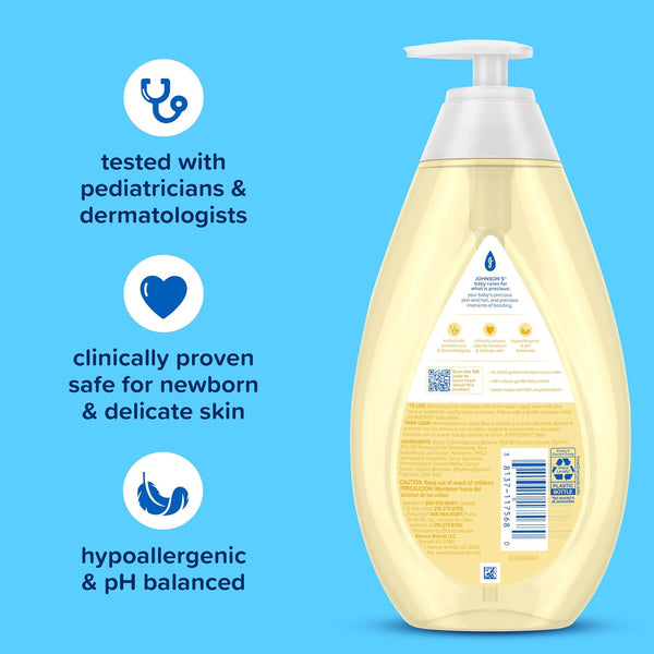Johnson's Baby Head-To-Toe 2 in 1 Tear Free Wash & Shampoo with Aloe Vera and Vitamin B5, Safe and Gentle for Newborns and Delicate Skin,