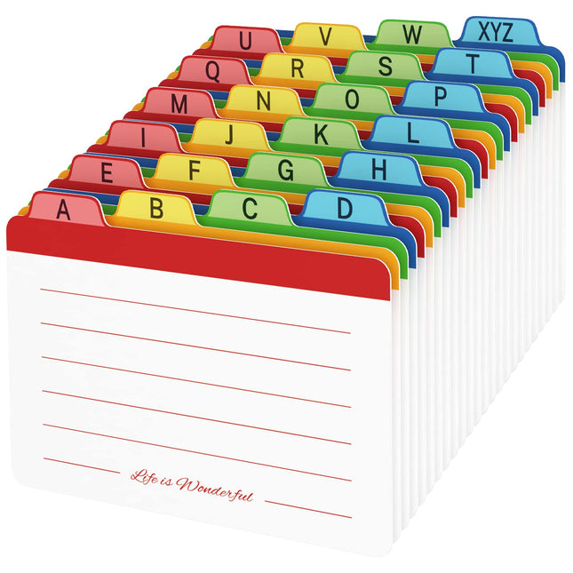 Neando 4 X 6 Inches Index Card Dividers, Alphabetical Tabbed Index Cards Guides,