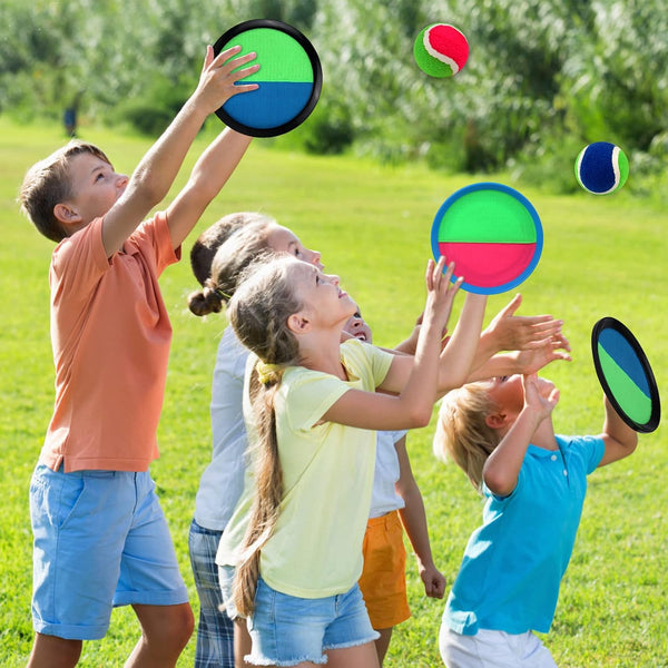 Toss and Catch Game Set, Outdoor Games with 4 Paddles 4 Balls and 1 Storage Bag, Great Outdoor Toys/Gifts for Kids, Classic Outdoor Games, Beach