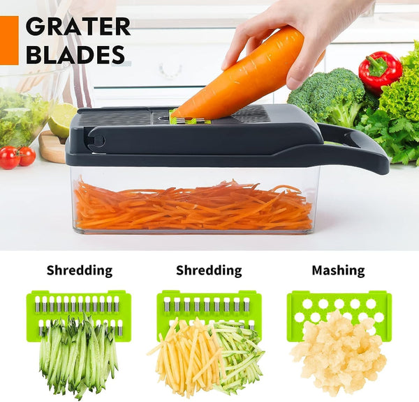 Vegetable Chopper, Pro Onion Chopper, 14 in 1Multifunctional Food Chopper, Kitchen Vegetable Slicer Dicer Cutter,Veggie Chopper With 8