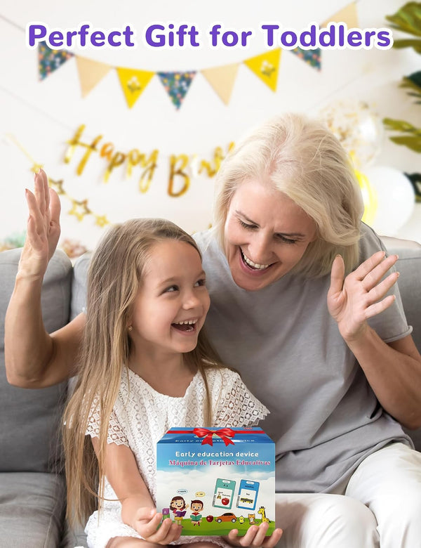 Spanish & English Talking Flash Cards for Toddlers, 510 Sight Words Bilingual Learning Toys for Children, Autism Pocket Speech Therapy Toys,