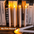 Homemory 3 Pcs Flameless Taper Candles with Remote Timer Dimmer, 9.6" White Flickering Candlesticks Battery Operated, Realistic Plastic LED