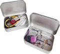 Hulless Small Hinged Tin Box Metal Tins Storage Containers, Silver 6Pcs | Portable Craft Organizer for Home Storage to pills, candies, herbs,
