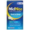 MidNite Back to Sleep Low Dose, 1.5 mg Melatonin Sleep Aid, Non-Habit Forming, Herbal Dietary Supplement for Adults, Drug-Free, Gluten-Free &