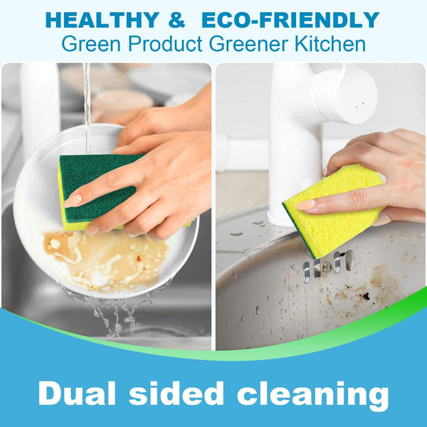 24 Pack Heavy Duty Scrub Sponges,Multi-Purpose Kitchen Sponge, Efficiently Clean The Surface Stains,Used for Clean Kitchen