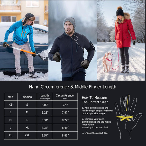 Fanvince Winter Gloves Gifts Men Women - Upgraded Touch Screen Cold Weather Warm Glove for Running Driving Cycling Hiking