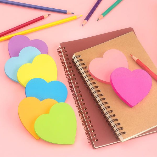 SIMONA Heart Shape Sticky Notes 3x3 in 8 Color Bright Colorful Sticky Pad 8 Bright Colors 8 Pads