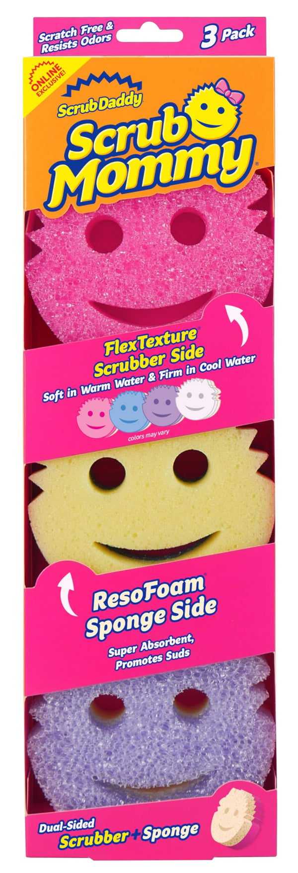 Scrub Daddy Scrub Mommy Sponges - Dish Scrubber + Non-Scratch Cleaning Sponges Kitchen, Bathroom + Multi-Surface Safe - Dual-Sided Dish Sponges