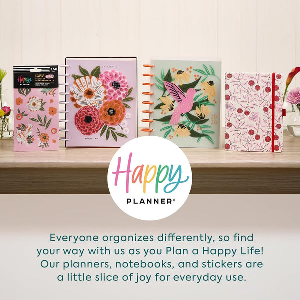 Happy Planner Disc-Bound Academic Planner July 2025 - June 2026 Daily, Weekly and Monthly - 3 Bonus Months, Big Size, Horizontal Layout, Onyx &