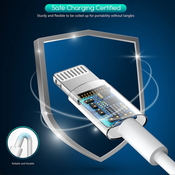 Iphone Charger [Mfi Certified] Long 2 Pack 10FT Lightning Cable Cube Iphone Charging Transfer Cord Cable with USB Plug Wall Charger Block Travel
