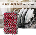 Herda 316L Cast Iron Scrubber Cleaner, Large Cast Iron Chain Mail Scrubber - Chainmail Scrubber Sponge - Metal Skillet Scrubbing, Wok, Dutch Oven