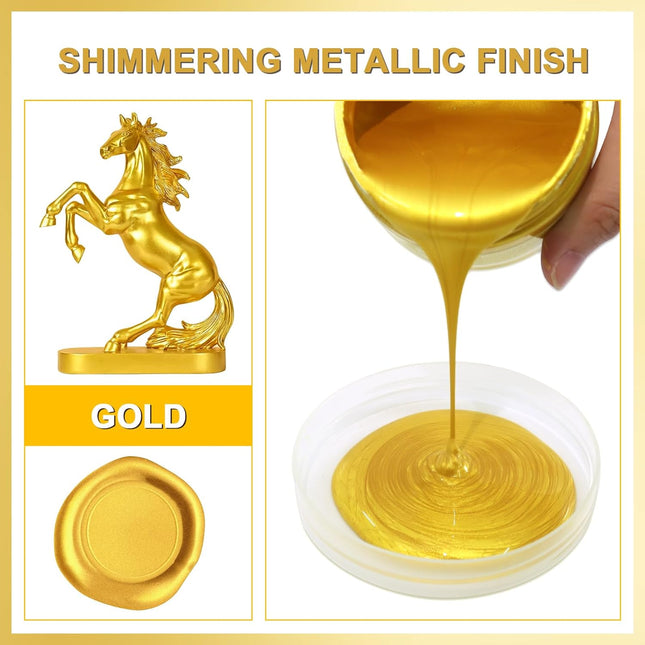 Matio Acrylic Paint Metallic Gold, 120ML Pearlescent Effect Gold Paint, Non Toxic Non Fading Gold Leaf Paint for Art Pai