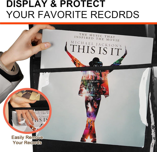 Vinyl Record Display Wall Mount Album Storage for 12 Inch Frame Display With Clear Window for 8 Vinyl Records for Home Office Music Room Wall