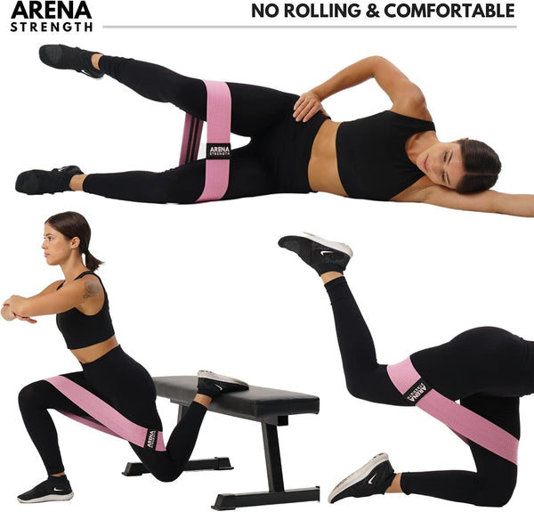 Arena Strength Fabric Booty Bands - Fabric Exercise Bands for Legs and Butt | Fabric Resistance Bands | Hip Resistance Bands with Workout Guide