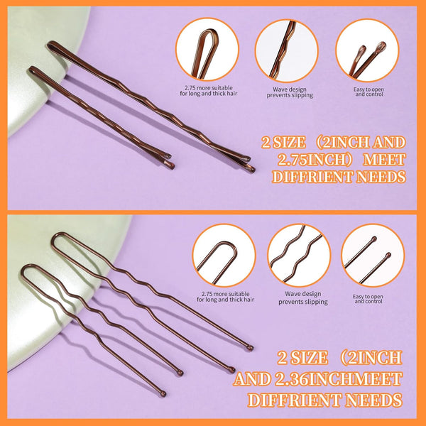 Teenitor 300Pcs Bobby Pins Hair Pins, Hair Pin for Women Bobby Pins Brown