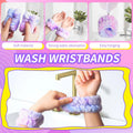 WSYUB Spa Headband and Matching Wrist Bands for Washing Face, Fuzzy Skincare Bow Headbands, Soft Facial Makeup Head Bands, Shower Hair Sleepover