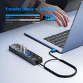 USB Hub 7 Port, USB Splitter with Individual On/Off Switches and Lights. Black