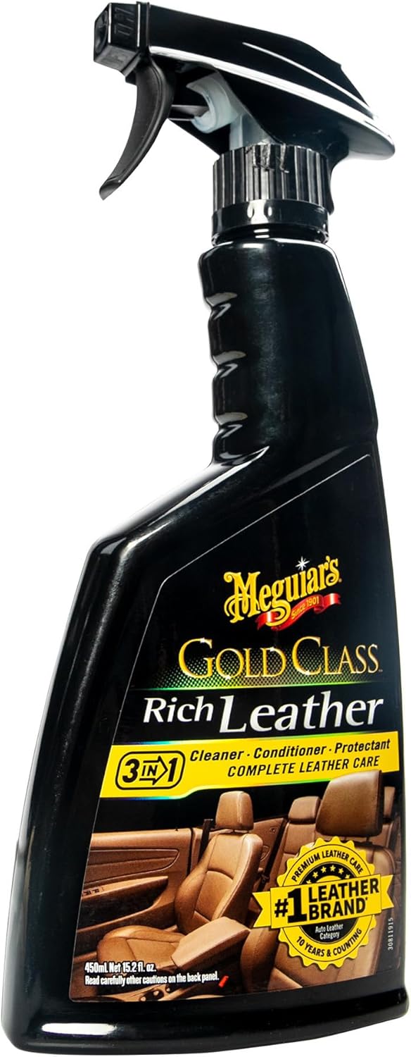 Meguiar's Gold Class Rich Leather Cleaner and Conditioner 3-in-1 Spray, Non-Greasy Car Leather Cleaner and Conditioner T