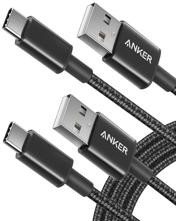Anker USB A to USB C Cable, USB to USB C Cable (2-Pack, 6 ft, Black) | For iPhone 17 Series, Samsung Galaxy S10 / S10+, LG V30, Beats Fit Pro, and
