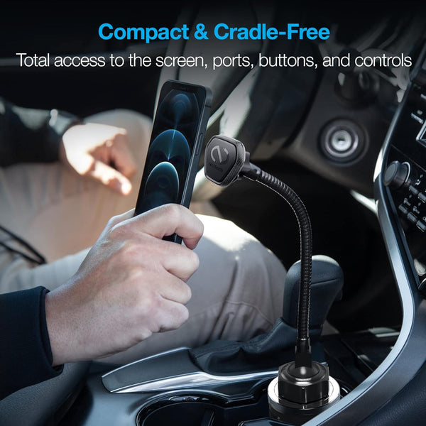 Naztech Magbuddy Elite XL Cup Holder Phone Mount - Adjustable Gooseneck Holder, Magnetic Cell Phone Mount for Iphone 16/15/14/Pro Max, Galaxy