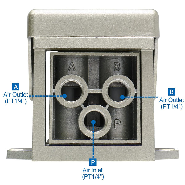 BAOMAIN Pneumatic Foot Pedal Valve VF200-08, PT 1/4" Air Foot Pedal Switch, 2 Position 3 Way Momentary Metal Air Control Valve with Mufflers