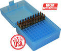 MTM 100 Round Rifle Ammo Box 17, 204, 223, 5.56x45, 6x47, Clear Blue Clear Blue Small