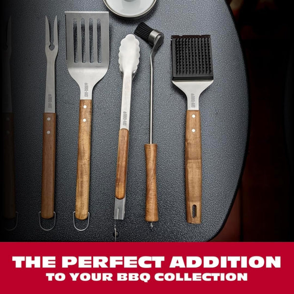 BBQ-AID All Angles BBQ Grill Brush for Outdoor Grill Ã¢ÂÂ Cleans All Angles, Large Wooden Handle, and Stainless Steel Bristles - BBQ Brush for Grill