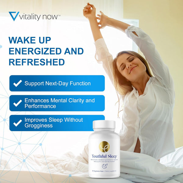 Youthful Sleep | Natural Sleep Support, No Melatonin, Supports Deep Rest and Improved Next-Day Function, Safe for Daily Use | 60 Capsules (1-Month