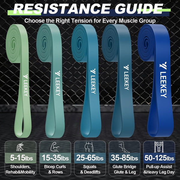 LEEKEY Resistance Bands, Exercise Bands with Handles,Pull up Assist Bands - Band Set with Door Anchor - Bands for Working Out,Band for Men and