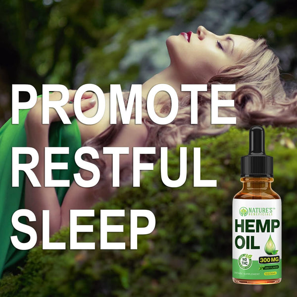 NATURE'S BENEFICIALS Organic Hemp Oil Extract Drops, 300Mg - Omega Fatty Acids 3 6 9, Non-Gmo Ultra-Pure CO2 Extracted