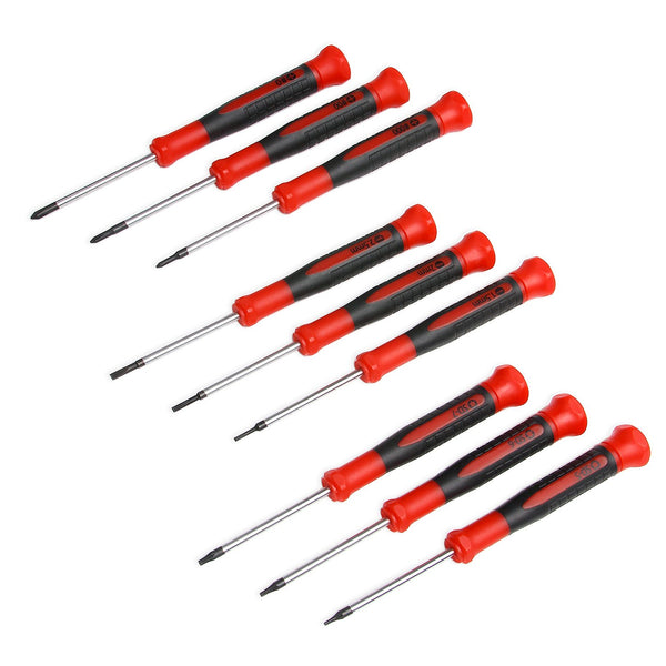 EFFICERE 9-Piece Precision Screwdriver Set | Phillips #0, #00, #000 | Flat 1.5mm, 2.0mm, 2.5mm | Torx T5, T6, T7 | Durable Chrome Vanadium Steel